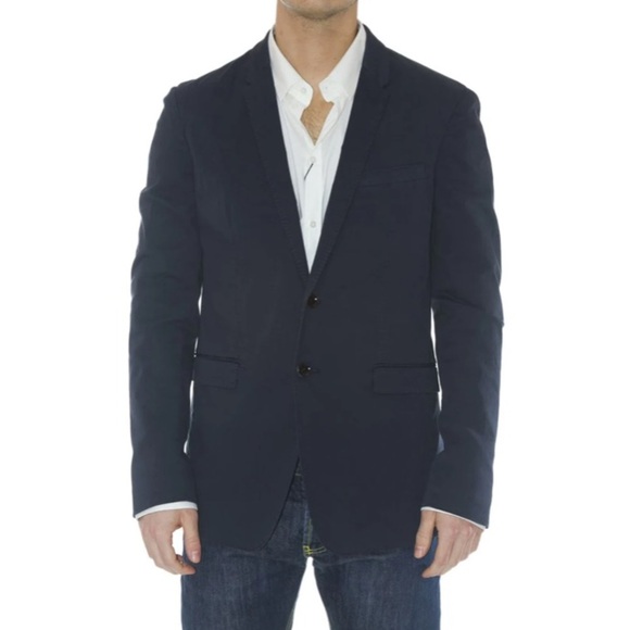 BURBERRY Men's Lightweight Dark Blue with Ultra-Fine Pinstripe Blazer Size 42L - Picture 1 of 7